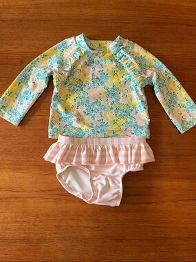 Tucker + Tate Floral Long-Sleeve Rashguard Set - Aqua, Yellow & Pink